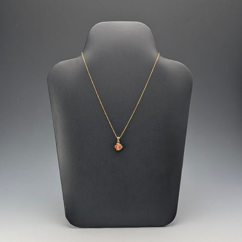 British Vintage 9ct Gold Enamel Fish Pendant with 9ct Gold Chain and Carissima Case